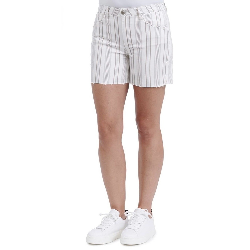 Women's Democracy Shorts Womens 12‎ Cream Striped Ab Solution Denim Jean Stretch